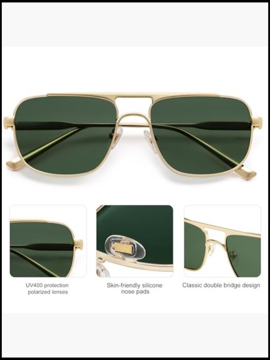 Retro Square Aviator Polarized Sunglasses with UV400 TAC Lenses main image 6